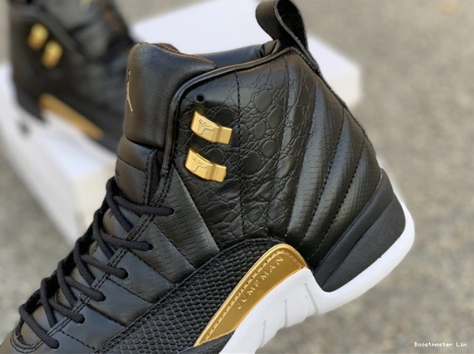 Bmlin shoes Metallic Black 'Reptile' Retro Gold-White Jordan Air 12 AO6068-007 0821